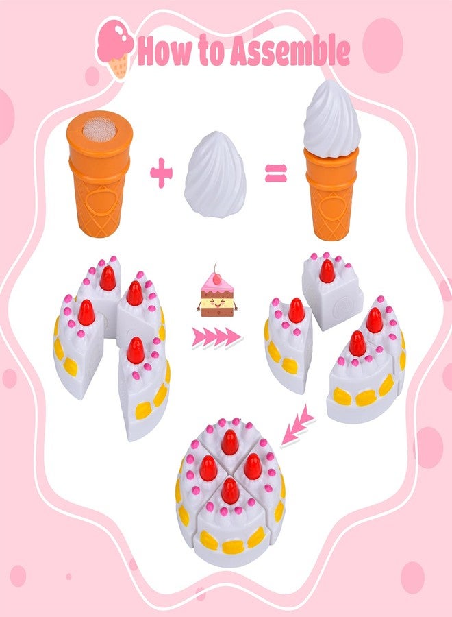 Fegalop Play Food Set for Kids, 21PCS Pretend Dessert Food Toys Sets with Cutting Toys Ice Cream and Cake,Plastic Cupcake, Baking Cookies,Pretend Play Dessert Food for Toddler Girls Princess Birthday Gift - Image 4